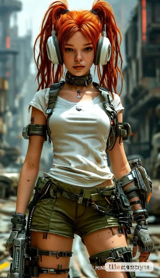 Vibrant Girl in Futuristic Dystopian Cityscape – AI Generated Video | Hailuo AI