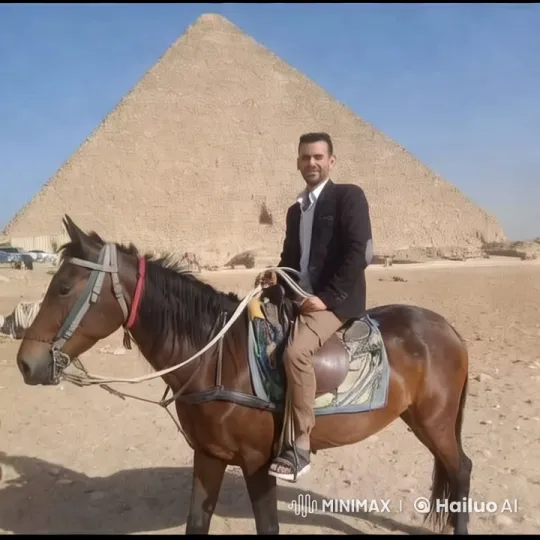 Man on Horseback Rides Past Pyramid in Desolate Landscape – AI Generated Video | Hailuo AI