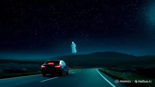 Mysterious Phantom Appears and Disappears on Night Highway – AI Generated Video | Hailuo AI