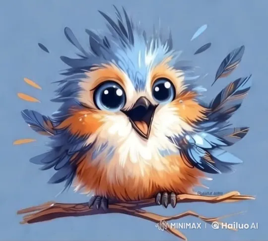 Animated Bird on Branch: Joyful, Vibrant Display – AI Generated Video | Hailuo AI