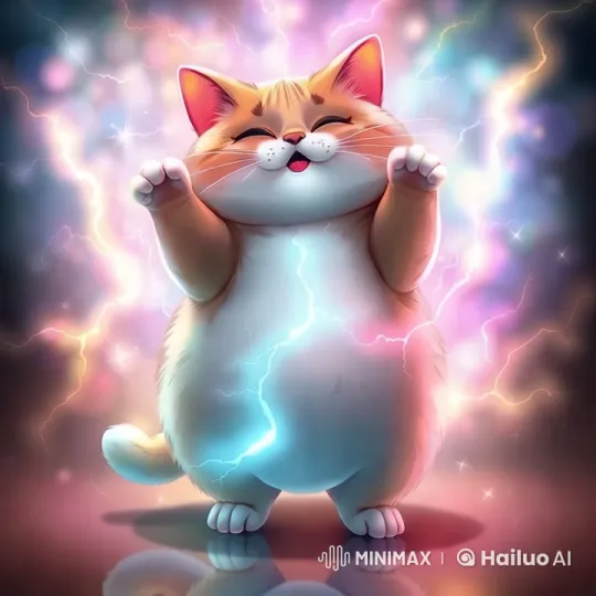 Chubby Cat Dances Joyfully in Vibrant, Magical Setting – AI Generated Video | Hailuo AI