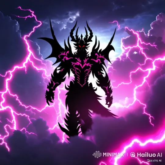 Dark Entity Walks Through Stormy Skies with Eerie Glow – AI Generated Video | Hailuo AI