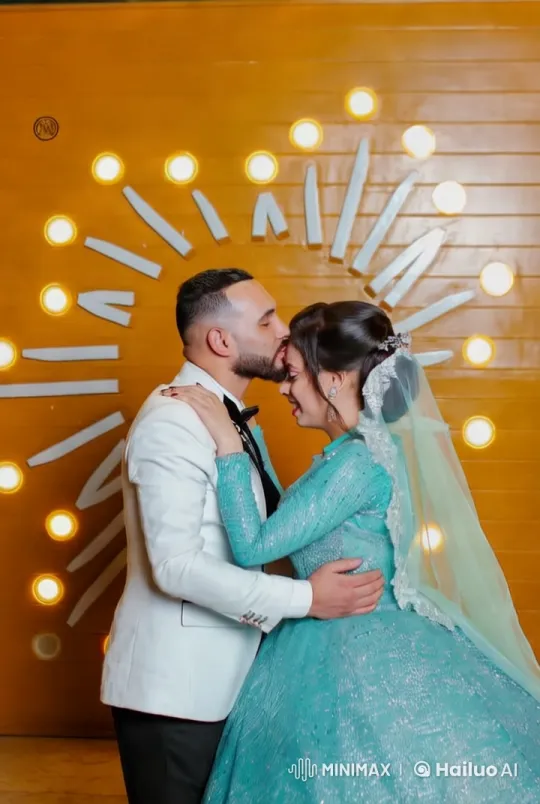 Intimate Wedding Embrace with Vibrant Background – AI Generated Video | Hailuo AI