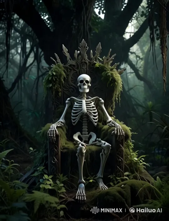 Skeletal Figure Ascends in Enchanted Forest – AI Generated Video | Hailuo AI