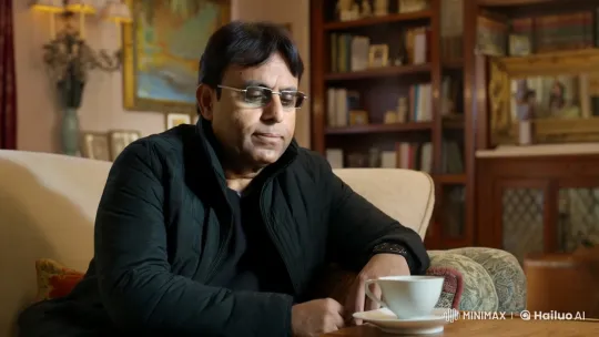 Middle-aged Man Enjoying Tea in Cozy Room – AI Generated Video | Hailuo AI