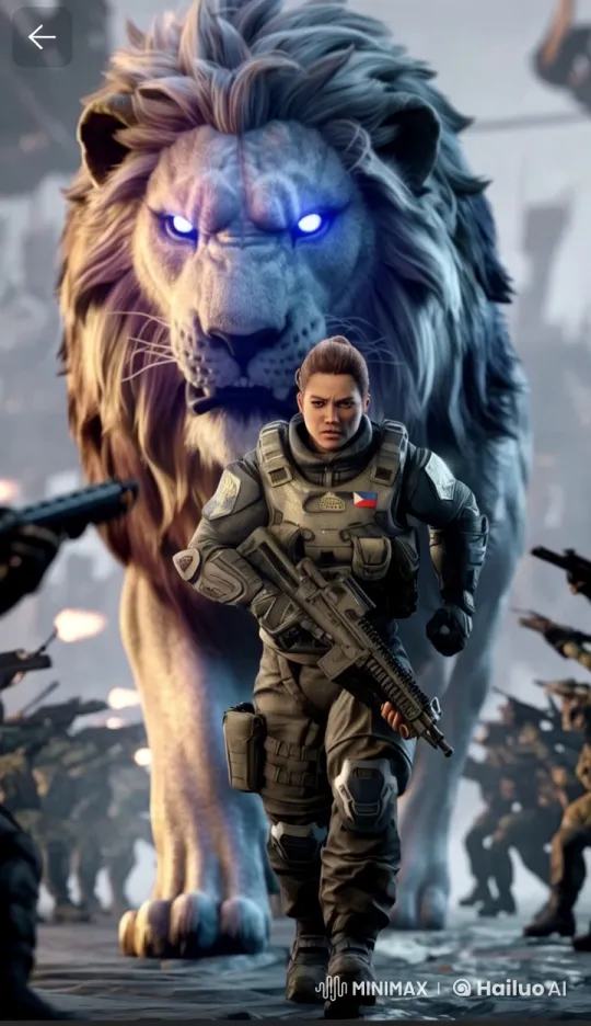 Soldier and Lion March into Battle – AI Generated Video | Hailuo AI