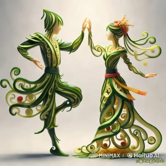 Couple Dance Captured in Elegant, Nature-Inspired Attire – AI Generated Video | Hailuo AI