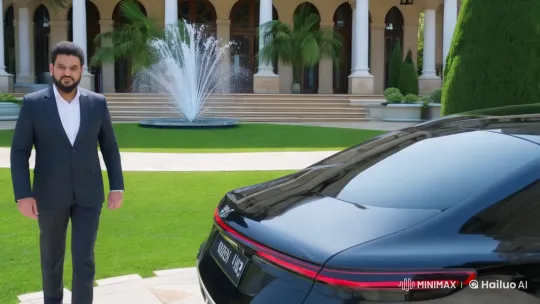 Successful Businessman Agha Drives Luxury Car to Office – AI Generated Video | Hailuo AI