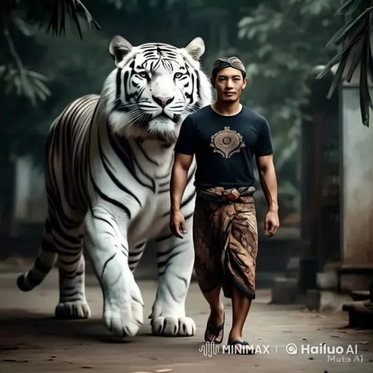 Man and White Tiger Walk in Harmony – AI Generated Video | Hailuo AI