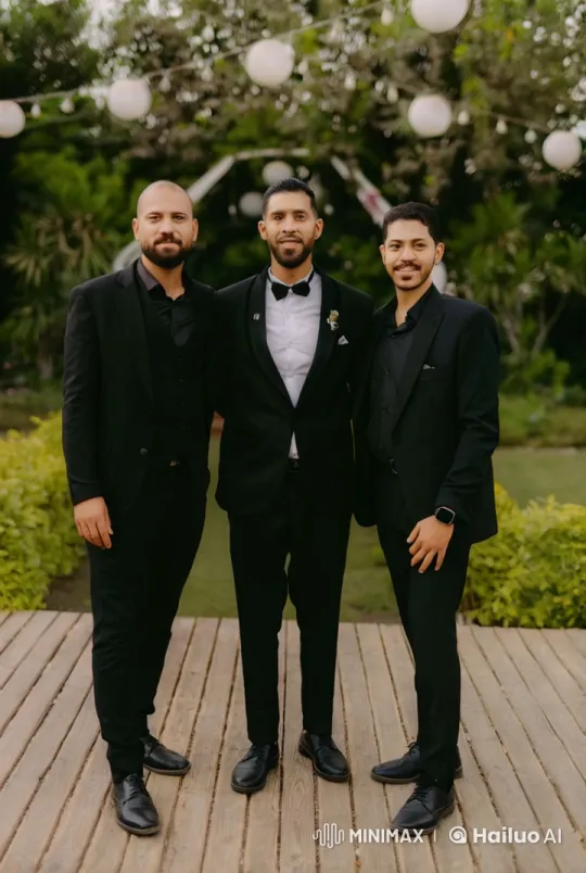 Formal Fight: Garden Showdown in Black Suits – AI Generated Video | Hailuo AI