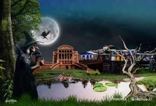 Witch Transforms into Crow Amidst Eerie Dawn Atmosphere – AI Generated Video | Hailuo AI