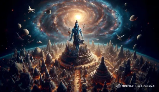 Grand Futuristic Cityscape with Animated Deity – AI Generated Video | Hailuo AI