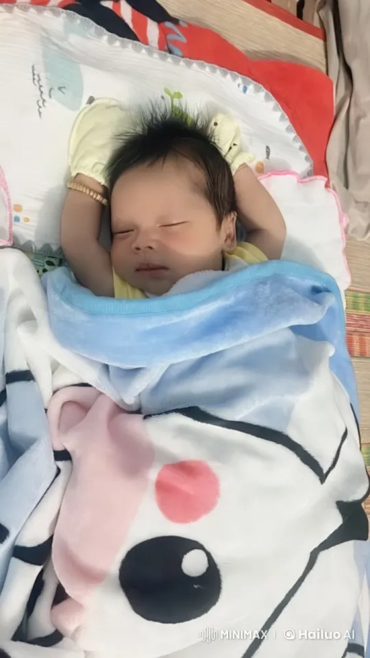 Baby's Serene Moments in a Colorful Bed – AI Generated Video | Hailuo AI