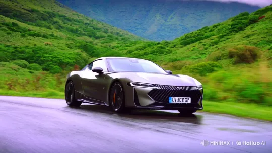 Vibrant Landscape Reflects on Swiftly Traveling Car – AI Generated Video | Hailuo AI