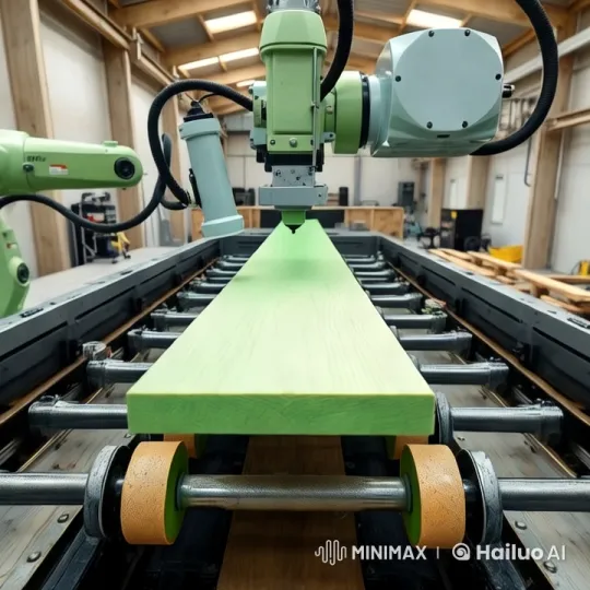 High-Tech Robotic Woodworking in Modern Workshop – AI Generated Video | Hailuo AI