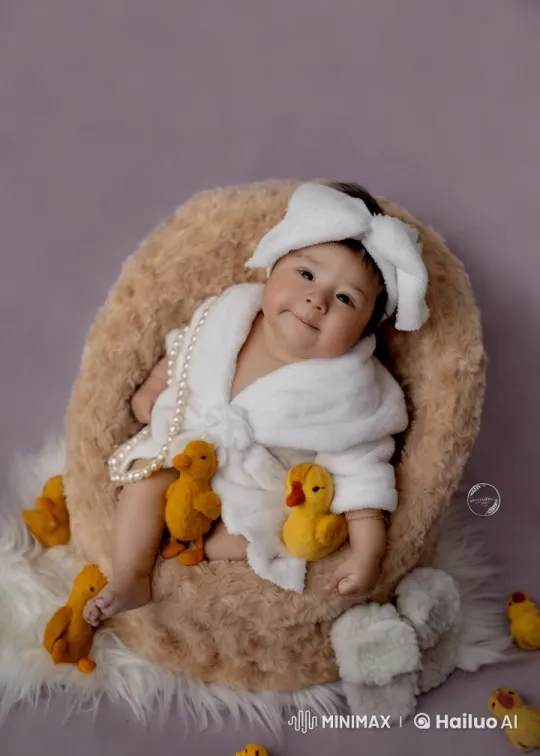 Aesthetic Baby in Elegant Setting with Duck Toys – AI Generated Video | Hailuo AI