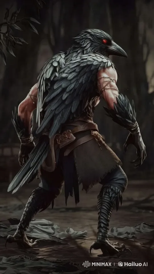 Raven Hybrid Conjures Dark Magic at Ancient Altar – AI Generated Video | Hailuo AI