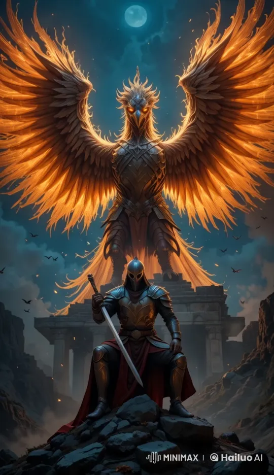 Epic Fantasy: Knight and Majestic Phoenix – AI Generated Video | Hailuo AI