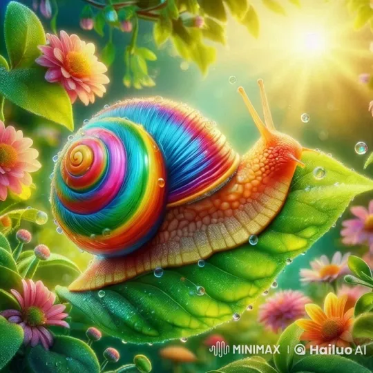 Colorful Snail in Enchanted Sunlit Garden – AI Generated Video | Hailuo AI