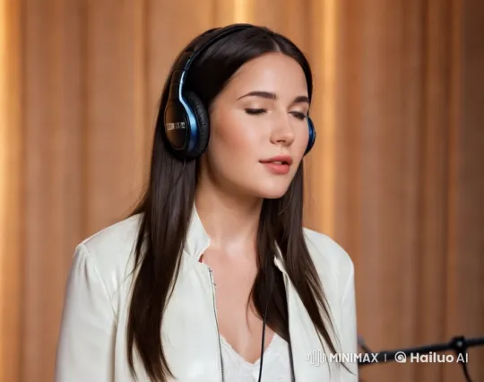 Young Woman in Elegant Setting with Microphone – AI Generated Video | Hailuo AI