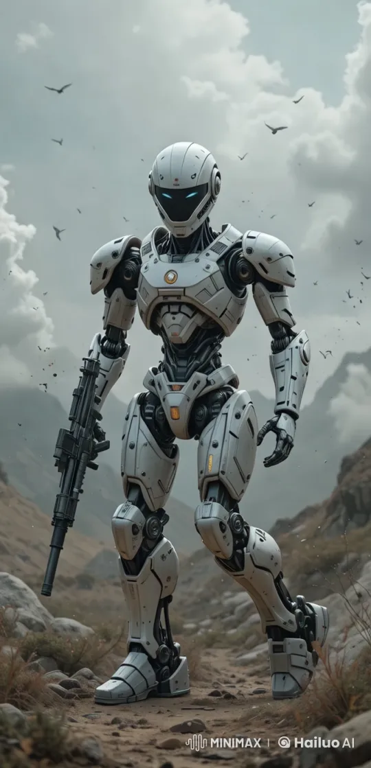 Futuristic Robot Spies and Attacks in Mountainous Terrain – AI Generated Video | Hailuo AI
