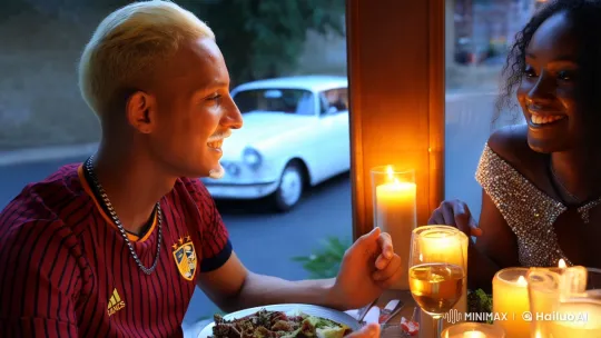 Romantic Evening at a Small Bar Captures Couple's Love – AI Generated Video | Hailuo AI