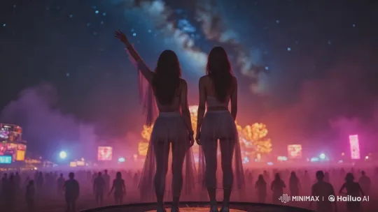 Ethereal Festival Scene with Graceful Women – AI Generated Video | Hailuo AI