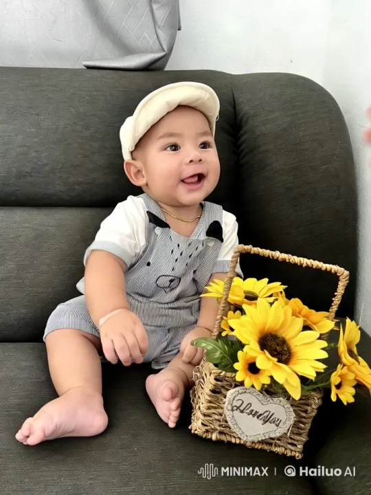 Baby Dances with Sunflowers on Couch – AI Generated Video | Hailuo AI