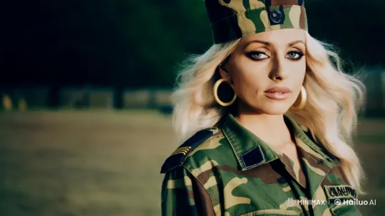 Vintage-Era Seductive Military-Inspired Beauty – AI Generated Video | Hailuo AI