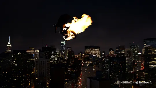 The Dark Knight's Dynamic Rooftop Descent – AI Generated Video | Hailuo AI