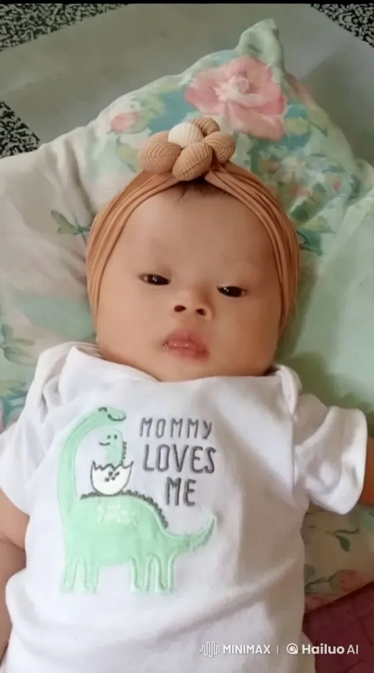 Baby in Cozy Dinosaur Onesie Amidst Floral Bedding – AI Generated Video | Hailuo AI