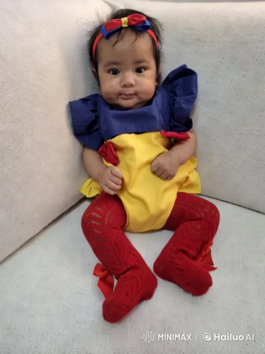 Baby in Snow White Costume on Elegant Couch – AI Generated Video | Hailuo AI
