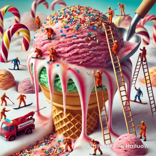 Fantastical Ice Cream World with Tiny Workers – AI Generated Video | Hailuo AI