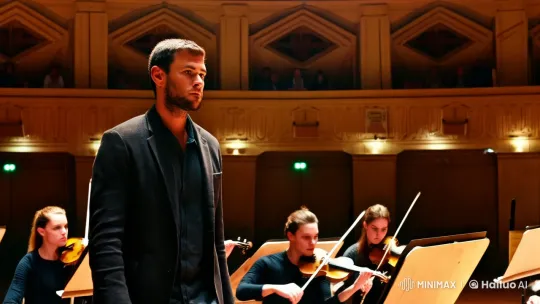 Eryk Veles in Berlin Philharmonic's Futuristic Setting – AI Generated Video | Hailuo AI