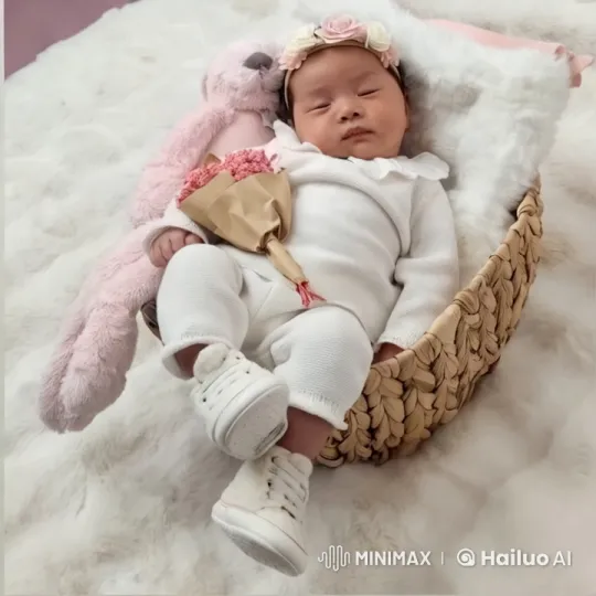 Baby in Basket: Serene Close-up with Soft Aesthetics – AI Generated Video | Hailuo AI
