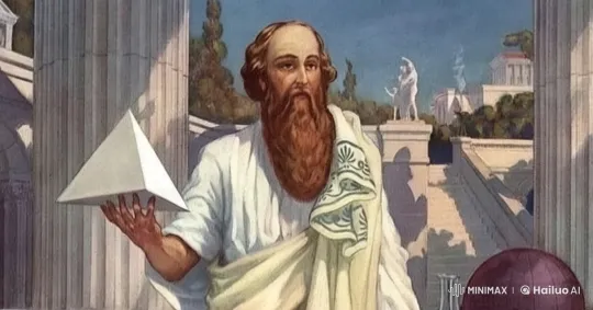 Ancient Figure Explores Geometry in Classical Setting – AI Generated Video | Hailuo AI