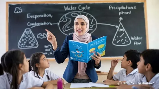 Exploring the Water Cycle in a Bright Educational Setting – AI Generated Video | Hailuo AI