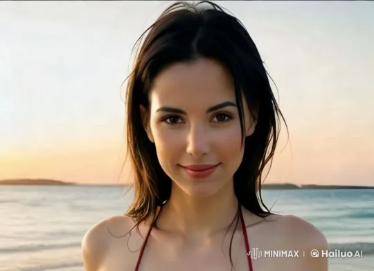 Digital Influencer in Serene Sunset Beach Scene – AI Generated Video | Hailuo AI