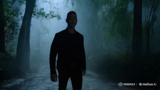 Mysterious Man on a Determined Path in Dark Forest – AI Generated Video | Hailuo AI