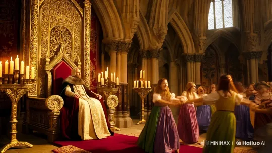 Emperor Charlemagne Observes Peasant Women's Dance – AI Generated Video | Hailuo AI