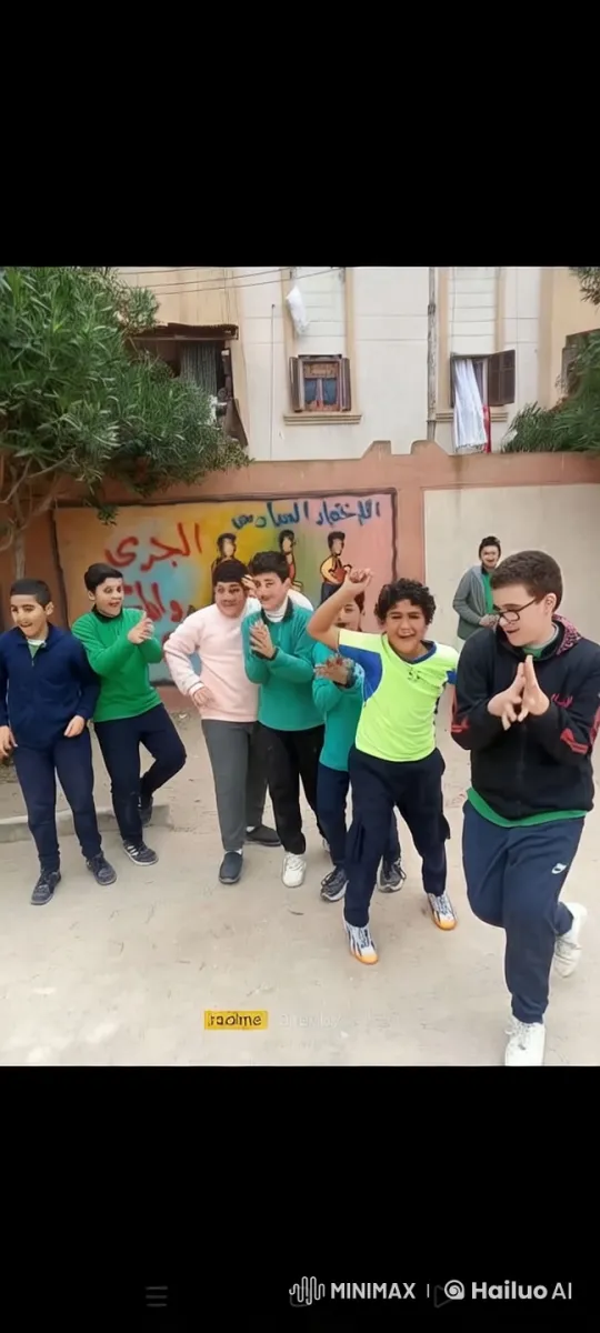Children Enjoying Playful Activities in Front of Graffiti Wall – AI Generated Video | Hailuo AI