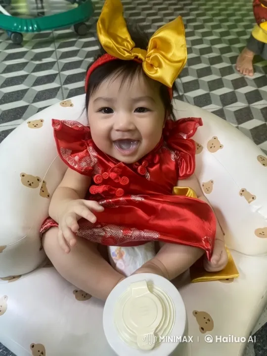 Baby in Red Outfit Shows Energetic Spirit with Dance and Kungfu Poses – AI Generated Video | Hailuo AI