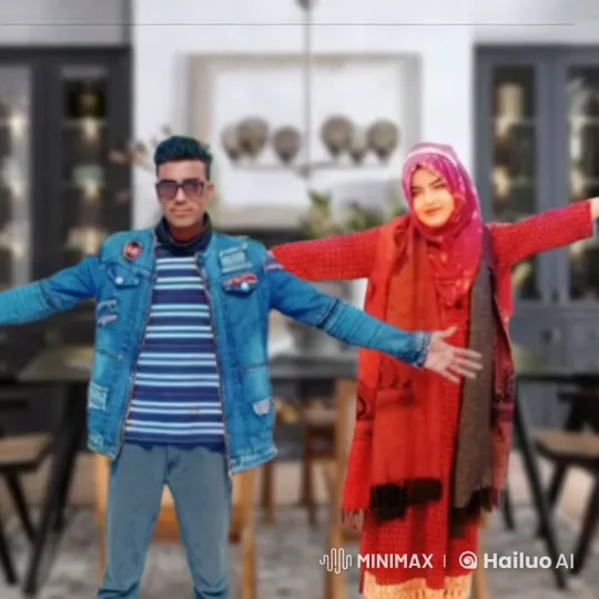 Two Individuals in a Decorative Room with Open Arms – AI Generated Video | Hailuo AI