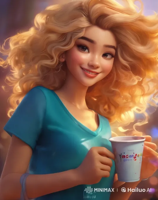 Woman Enjoying Frozen Yogurt in Dreamy Setting – AI Generated Video | Hailuo AI