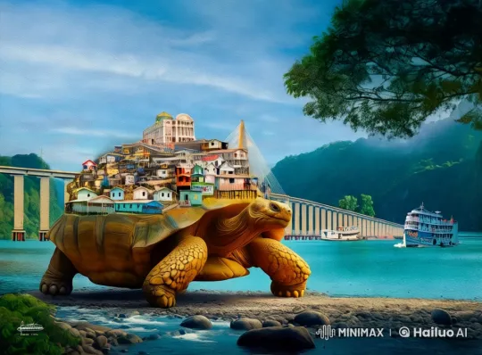 Vibrant City on Slow-Walking Turtle's Back – AI Generated Video | Hailuo AI