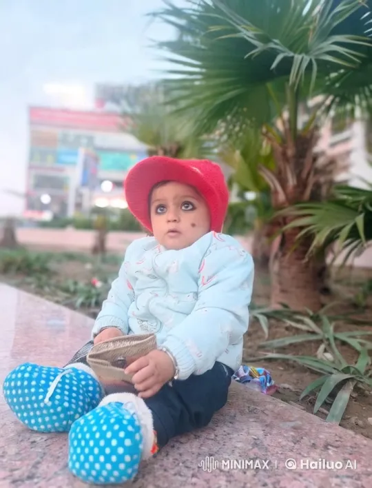 Child in Blue Jacket with Basket on Blurred Background – AI Generated Video | Hailuo AI