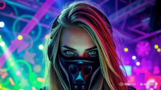 Neon-Lit Psychedelic Portrait with Vibrant Visual Effects – AI Generated Video | Hailuo AI