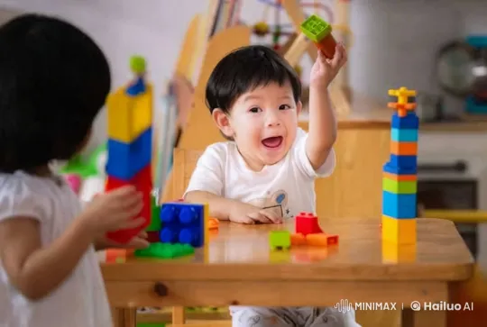 Children's Joyful Play with Building Blocks – AI Generated Video | Hailuo AI