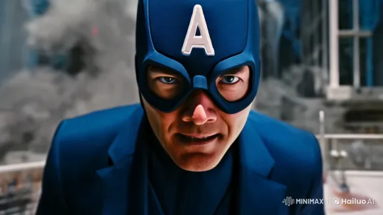 Action Hero in Blue Suit Prepares Amidst City Chaos – AI Generated Video | Hailuo AI