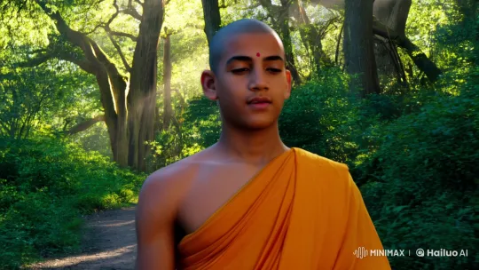 Young Siddhartha Gautama's Contemplative Walk in Tranquil Forest – AI Generated Video | Hailuo AI